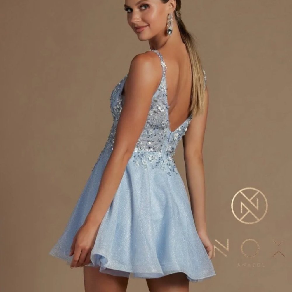 Nox Anabel E711 Short Glitter Mesh A-Line Dress